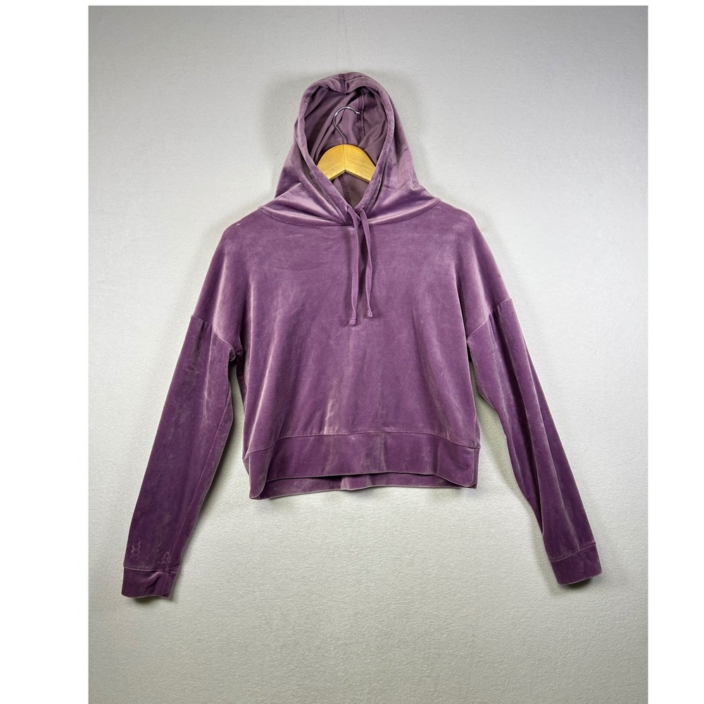 The Lounge Life Softest Hoodie Velour Purple Pullover Long Sleeve Cropped Size M